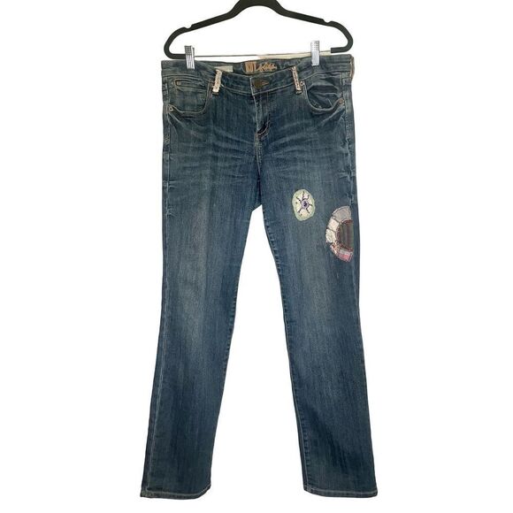 Kut from the Kloth Catherine Boyfriend boho jeans with patch details size 8 - Picture 1 of 16